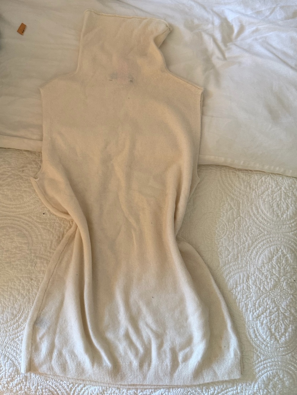 Saks Fifth Avenue Cream Knit Sleeveless Turtleneck